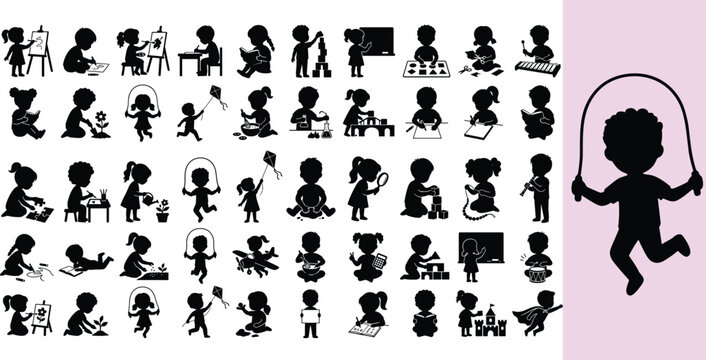 Children engaging in creative and educational activities. Kids playing, learning, and exploring. Child development and early education concepts.