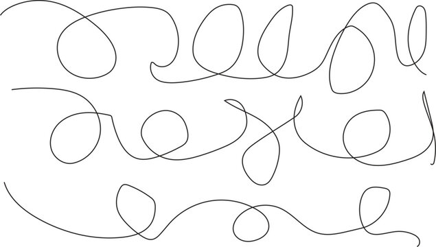 Abstract scribble pattern with continuous lines created in minimalist black and white style.