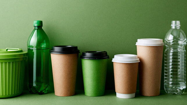 Trash for recycling and reducing ecological environmental impact, sustainability concept, with copy space