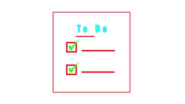 To Do List Graphic with Check Marks Minimalist Task Management Checklist Paper Form UI for Business Schedule, Goals and Productivity Motion Graphics,4k..