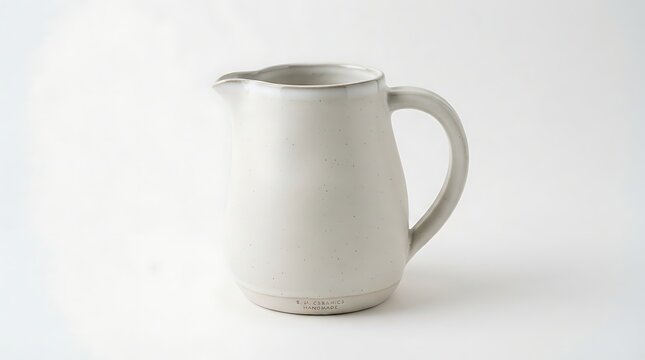 Simple ceramic pitcher isolated on white background for kitchen or serving