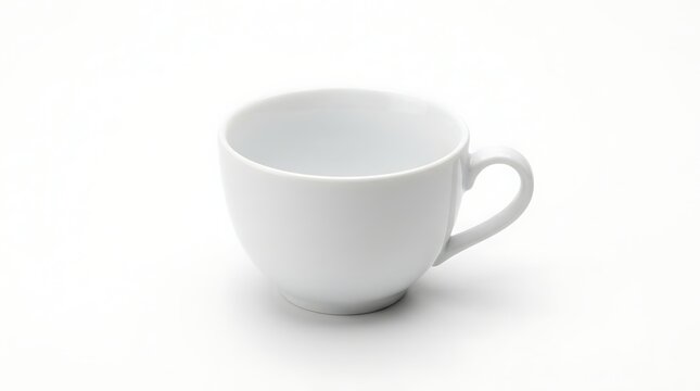 Simple white ceramic coffee cup isolated on white background