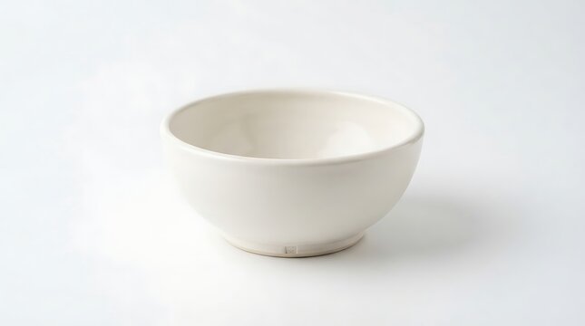 Simple white ceramic bowl on isolated clean white background