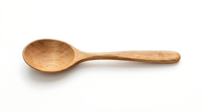 Simple wooden spoon isolated on white background kitchen utensil