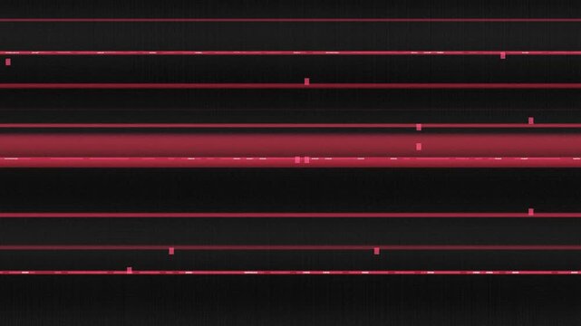 Red glowing glitch noise static television effect, aggressive digital screen failure motion graphic with horizontal distortion and CRT scanlines for horror video effects and tech warning loops 4k