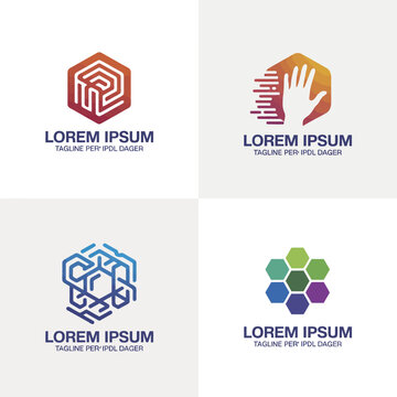 Four modern with text and tagline in a grid layout lorem ipsum