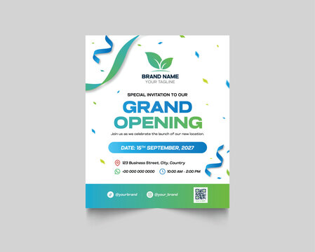 Grand Opening Invitation Flyer Template for Business Launch and Store Opening