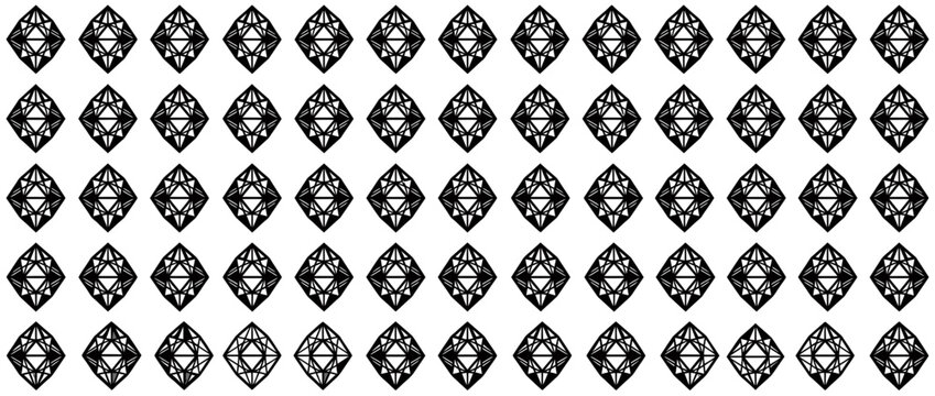 Geometric faceted gem pattern on white background