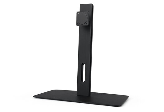 Black monitor mounting stand with adjustable height column computer equipment accessory