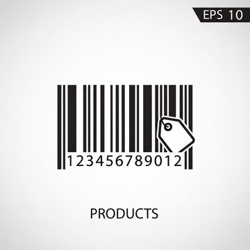 Vector barcode icon with price tag - clean graphic design for retail.