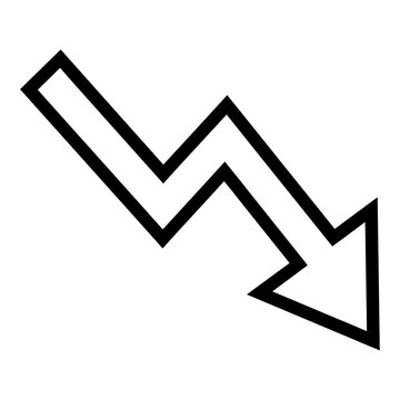Trend Down icon outline vector representing financial loss market decline economic downfall decrease arrow negative progress graph line art illustration for stock market report