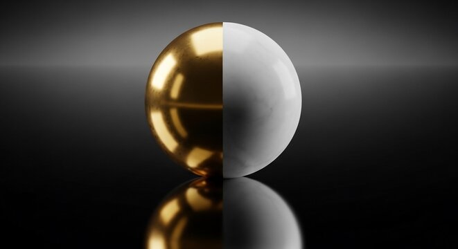 Gleaming Gold Meets Textured White: A Dualistic 3D Render