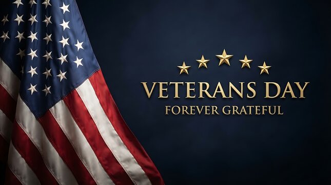 Veterans day tribute american flag with gold stars and gratitude message