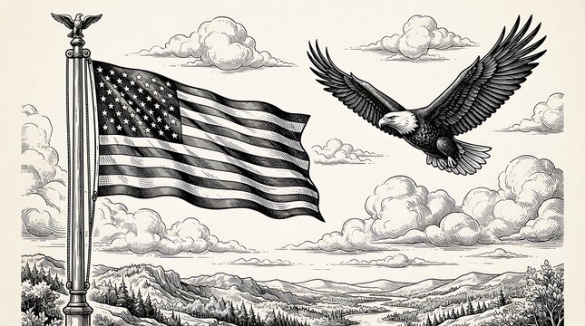 eagle and flag