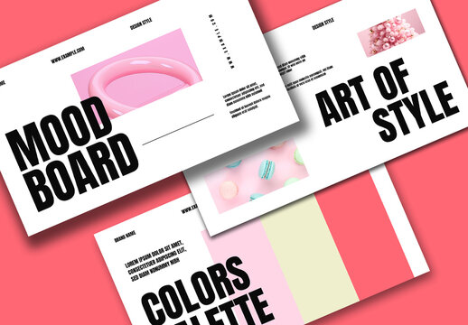 Minimal Mood Board Presentation Template with Pastel Color Palette