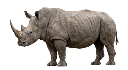 Majestic white rhinoceros stands proudly with its iconic horn and thick skin © Sapphire