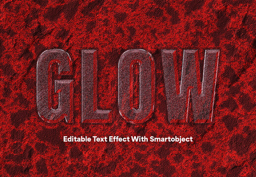 Embossed Glow Text Effect Template with Editable Smart Object