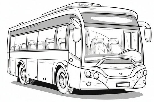 Detailed Bus Sketch for Coloring Pages and Graphic Design, Fully Customizable for Creative Use
