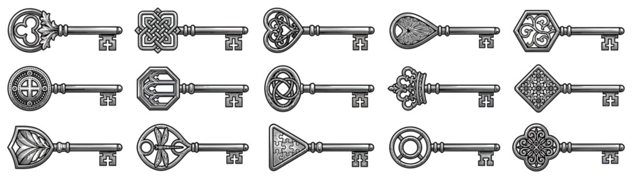 Collection of Antique Skeleton Keys with Ornate Bows