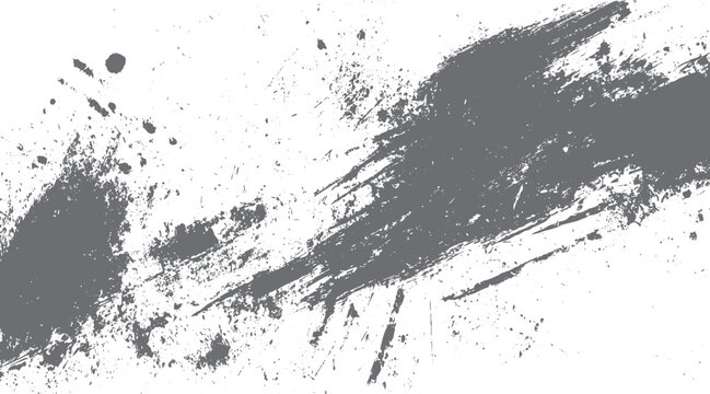 Gray paint splatters and brush strokes on a white background abstract texture black chaos