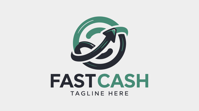 Green and black circular with upward arrows and fast cash text tagline here