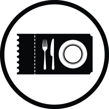 Restaurant meal ticket icon with fork knife and plate