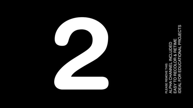 Number 2 Counting Animation for Preschool Kids, Educational Learning Video with Alpha Channel
