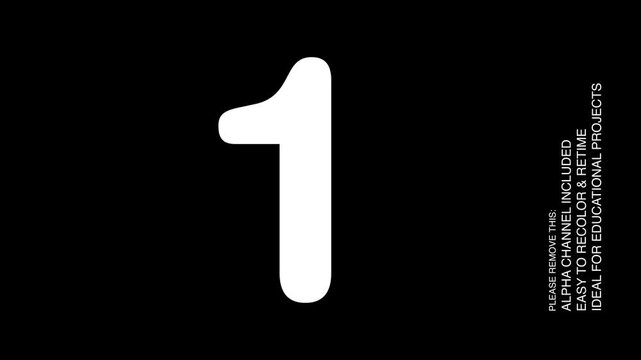 Number 1 Counting Animation for Preschool Kids, Educational Learning Video with Alpha Channel