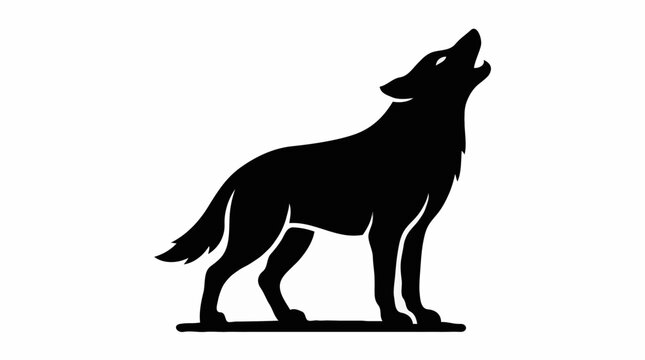 A black silhouette of a wolf howling at the moon, representing wildness and freedom.