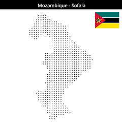 Obraz premium Map of Mozambique region Sofala in small size square dots