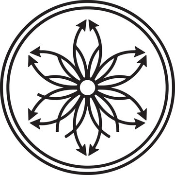 Abstract Flower Arrow Star Circle Badge Line Art Vector Design