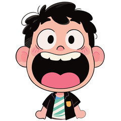 Cute excited boy character with wide open mouth cartoon mascot vector