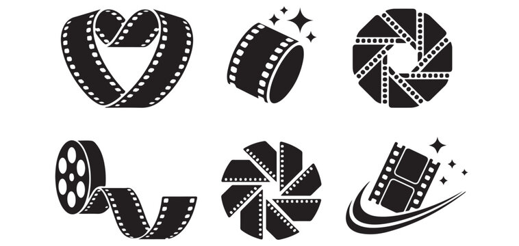 Film Strip, Camera Aperture and Cinema Production Icons Set Vector Collection vector illustrator eps10