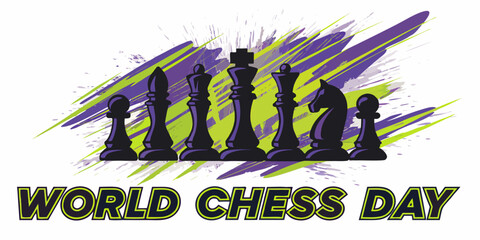 Black Chess Pieces With Brushstroke Background Modern Vector Illustration © Amrita
