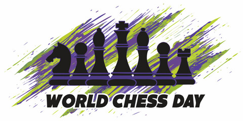 Black Chess Pieces With Brushstroke Background A Vector Illustration © Amrita