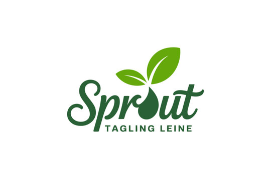 Green Sprout with Two Leaves and Tagline Tagling Leine