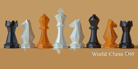 Geometric Chess Pieces Lineup A Modern Vector Illustration © Amrita