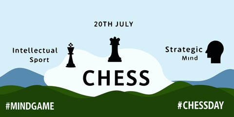 Chess Pieces And Human Head Silhouette Vector Illustration © Amrita