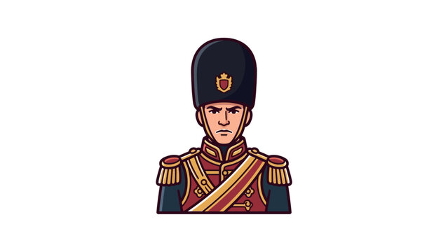 Cartoon soldier in military uniform.