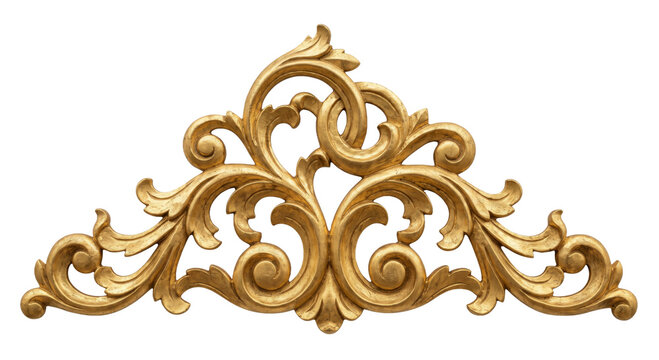 Ornate golden scrollwork architectural element with intricate swirling patterns