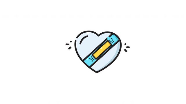 Medicalthemed design with adhesive bandage covering heart icon. Perfect for healthcare graphics, medical websites, or product packaging designs.