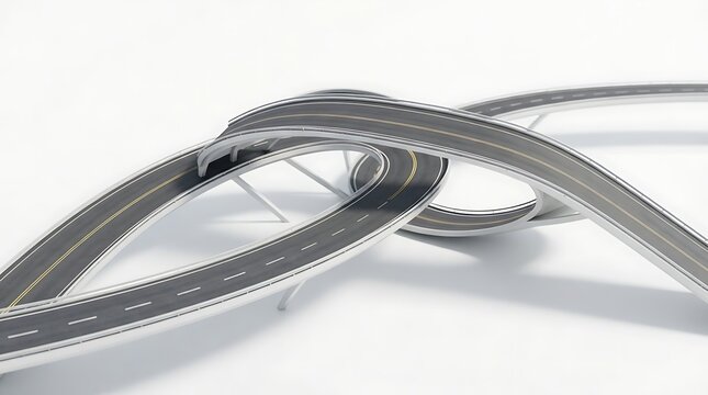 Abstract road network on white background complex intersecting highway system