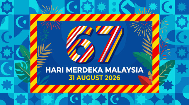 67th Hari Merdeka Malaysia celebration banner.
