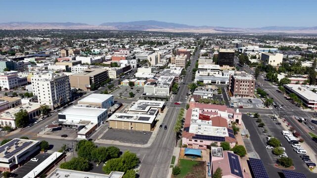 aerial high above bakersfield california