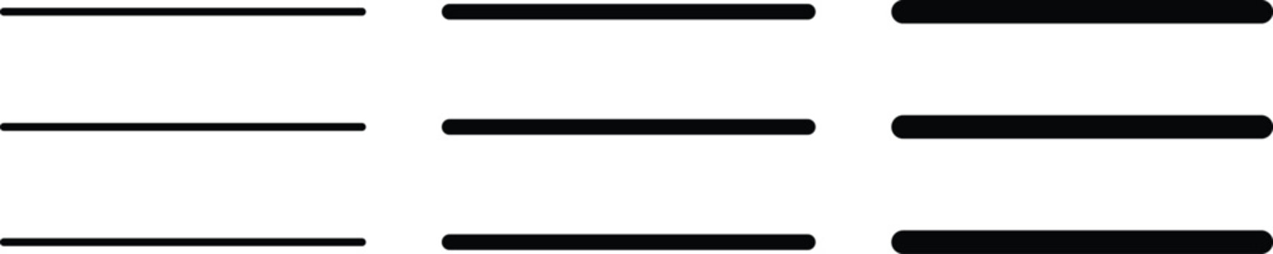Hamburger menu icon set. Navigation list and website option symbol. options line concept. User interface drawer menu 
