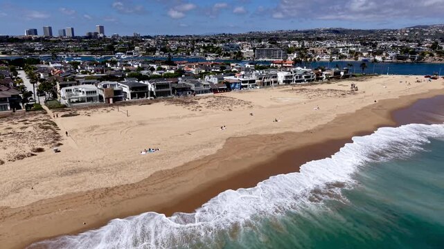 aerial fast push over newport beach california