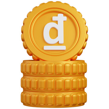3d render coin stack of   Dong currency  icon 