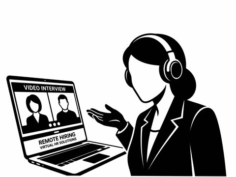 Woman HR Specialist Conducting Online Video Job Interview on Laptop Computer
