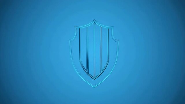 Abstract Shield Emblem Animated Through Subtle Light Changes on Blue Gradient Background