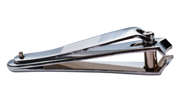 Isolated silver metallic nail clipper tool, essential item for personal manicure hygiene